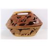 Image 7 : Carved Wooden Fruit Bowl w/ Lid, Japan Ginger Bread Salt And Pepper Shakers, (3) Unmarked Ornamental