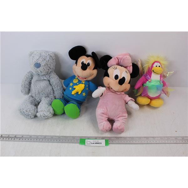 (4) Various Stuffies, Mini Mouse, Mickey Mouse, Misc.