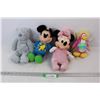 Image 1 : (4) Various Stuffies, Mini Mouse, Mickey Mouse, Misc.