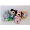 Image 2 : (4) Various Stuffies, Mini Mouse, Mickey Mouse, Misc.