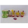 Image 2 : (4) Plastic Small Balancing Toys, Small Tamagotchi Hand Held Game, Pair Of Rubber Boots Flower Pot