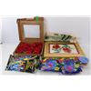 Image 2 : Box Of (13) Artificial Roses, Framed Cross Stitching Serving Tray, Glow Sticks- NIB, Misc.
