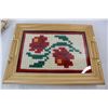 Image 8 : Box Of (13) Artificial Roses, Framed Cross Stitching Serving Tray, Glow Sticks- NIB, Misc.