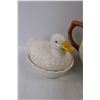 Image 3 : (2) Teapots, Gibson Stafford's Hire, Teleflora Gift Rose Teapot, Unmarked Goose On Nest Ornament