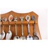Image 5 : (18) Collector Spoons On Wall Hung Wooden Holding Rack