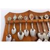 Image 6 : (18) Collector Spoons On Wall Hung Wooden Holding Rack