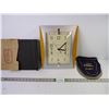 Image 1 : Clock, Black Photo Album Sheets, Crown Royal Bag and Glass Trivet