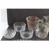 Image 2 : Gravy Boat, Glass Bowls, Serving Dish, Measuring Cups, Pitcher, Mug and Brass Candle Holder
