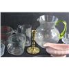 Image 3 : Gravy Boat, Glass Bowls, Serving Dish, Measuring Cups, Pitcher, Mug and Brass Candle Holder