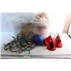 Image 1 : * Large Plastic Tote and Assorted Christmas Ornaments