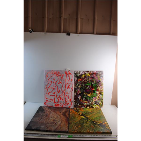 (4) Modern Art Paintings 20'' x 16''