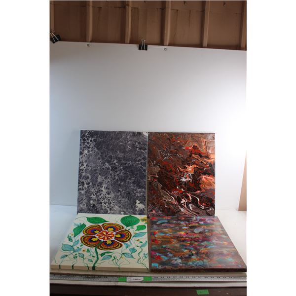(4) Modern Art Paintings 20'' x 16''