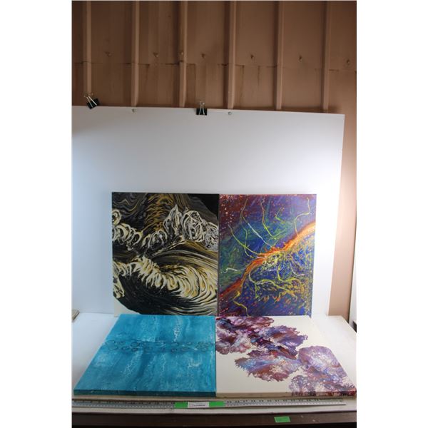 (4) Modern Art Paintings 20'' x 16''