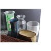 Image 6 : Pleated Basket, (10) Glass Vases, (2) Candle Holders and Planter