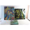 Image 1 : (3) Modern Art Paintings 24'' x 18'' , 20'' x 20'' & 14'' x 11''