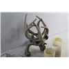 Image 5 : (3) Candle Decorations, Resin Coaster and Faux Deer Shed Decor