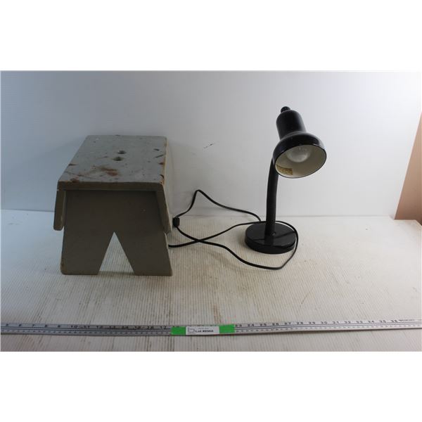 Desk Lamp and Wooden Foot Stand