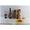 Image 1 : Wooden Decanter, Carved Wooden Mushroom, Wooden Vase, Resin Coaster and Mis