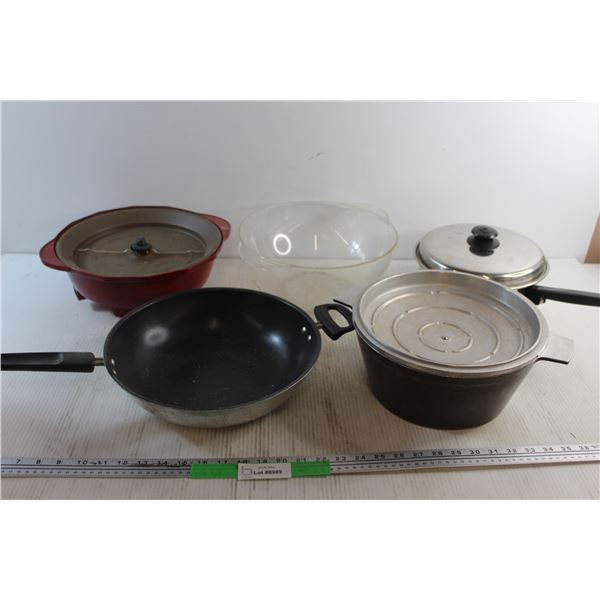 Popcorn Maker, WOK Pan, Pots with Lids and Steamer Bowl
