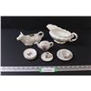 Image 1 : Miniature Tea Set (Not Complete), Cow Creamer, Johnson Bros Gravy Boat