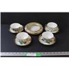 Image 1 : Nippon Hand Painted Dish & (4) Asian Tea Cup & Saucer Set