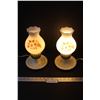 Pair of Vintage Floral Hurricane Lamps - Bottom Plastic, Top Glass - Lights Not Included, Lamps Do W