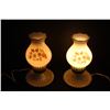 Image 2 : Pair of Vintage Floral Hurricane Lamps - Bottom Plastic, Top Glass - Lights Not Included, Lamps Do W