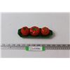 Image 1 : Tomato Themed Ceramic Salt & Pepper Shakers, Sugar Bowl, On Tray - Made in Occupied Japan