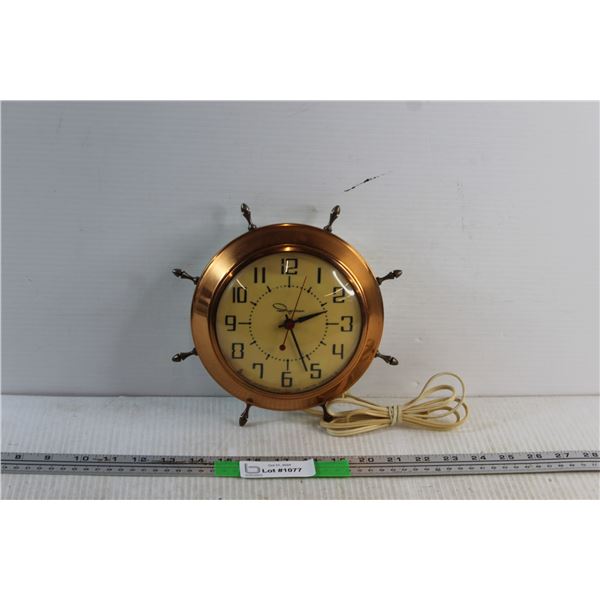 Vintage Ingraham Copper Electric Wall Clock -Tested