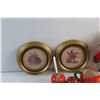 Image 2 : (2) Needle Point Framed Arts, Tomato Cream & Sugar and Salt & Pepper Shakers Set, Bottle Opener and 