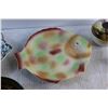 Image 3 : Ceramic Fish Serving Plate, Decorative Wooden Bowl, Candy Dish, Wooden Salt Shaker and Assorted Item