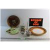 Image 1 : Ceramic Japanese Tea Pot, (3) Decorative Plates, Coca Cola Glass, Glass Candy Dish with Lid and '' B