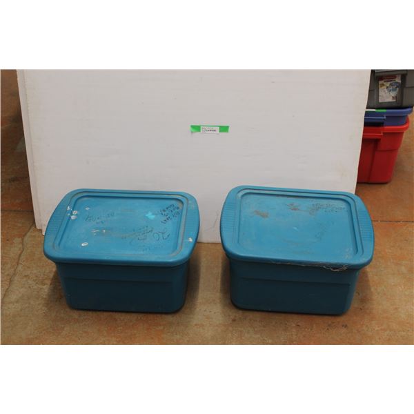 * (2) Small Plastic Totes with Lids