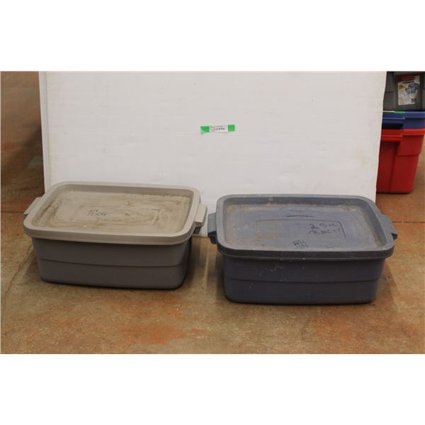 * (2) Small Plastic Totes with Lids