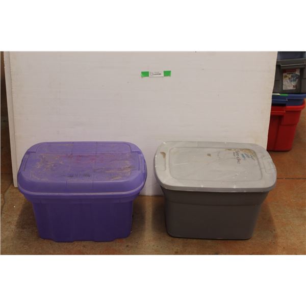 * (2) Medium Plastic Totes with Lids