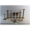 Image 1 : (2) Brass Goblets, (5) Brass Candle Holders and (6) Silver Plates
