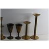 Image 2 : (2) Brass Goblets, (5) Brass Candle Holders and (6) Silver Plates