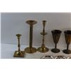 Image 3 : (2) Brass Goblets, (5) Brass Candle Holders and (6) Silver Plates