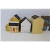 Image 3 : (6) Homemade Hand Painted Wooden Houses/ Buildings, Wooden Picture Stand, Misc.