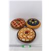 1275  (3) Vintage Pie Like Decor Dishes w/ Lids, Over And Back, made In China