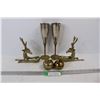 (6) Various Solid Brass Items, Glasses, Apples, Deer