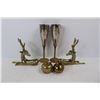 Image 2 : (6) Various Solid Brass Items, Glasses, Apples, Deer