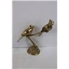 Image 3 : (3) Solid Brass Ornaments, Birds On Branches, Brass Swan Dish