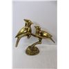 Image 4 : (3) Solid Brass Ornaments, Birds On Branches, Brass Swan Dish