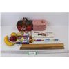 (2) Vintage Lunch Pails, (4) Boxes Of Crayons, (3) Rulers, Misc.
