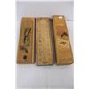Image 11 : (3) Vintage Wooden Pencil Boxes, Leather Razor Strop, Ruler, Misc.