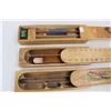 Image 12 : (3) Vintage Wooden Pencil Boxes, Leather Razor Strop, Ruler, Misc.