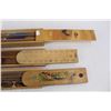 Image 13 : (3) Vintage Wooden Pencil Boxes, Leather Razor Strop, Ruler, Misc.