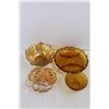Image 2 : (4) Vintage Amber Glass Divided Dishes and Bowls - (2) Iridescent