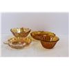Image 3 : (4) Vintage Amber Glass Divided Dishes and Bowls - (2) Iridescent